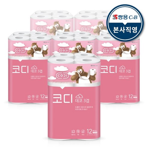 코디 3겹데코 27m 12롤 6팩, 6개, 단품 코디내추럴소프트 코디 3겹데코 27m 12롤 6팩, 6개, 단품 코디내추럴소프트