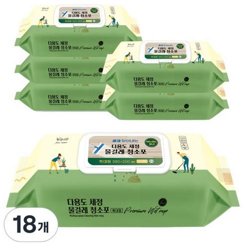 녹색나라 다용도 세정 물걸레 청소포 특대형, 18개