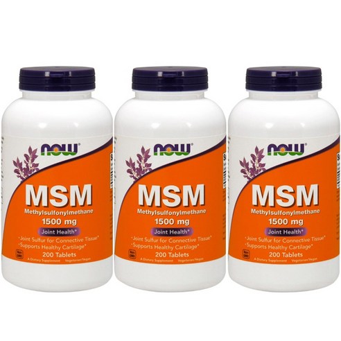 나우푸드 MSM 1500mg 타블렛 글루텐 프리 비건, 200정, 3개