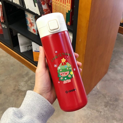 smy물 컵 여학생 귀여운 보온병 컵 간단한 크리 에이 티브 한국어 크리스마스 소녀 심장 휴대용 엘크 컵, 색깔7, 하나