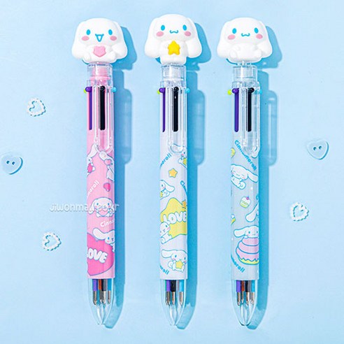 산리오 캐릭터즈 피규어 볼펜 시나모롤굿즈 우정템 유아동 입학준비물, 3개