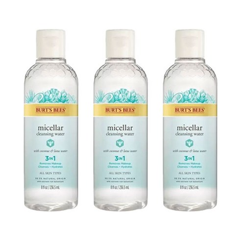 버츠비 미셀라 클렌징 워터 3 인 1 코코넛 & 로터스, 3개, 236.5ml