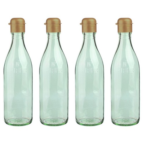 가인글로벌 청색기름병350 유리병 스마트원터치캡 골드, 4개, 350ml