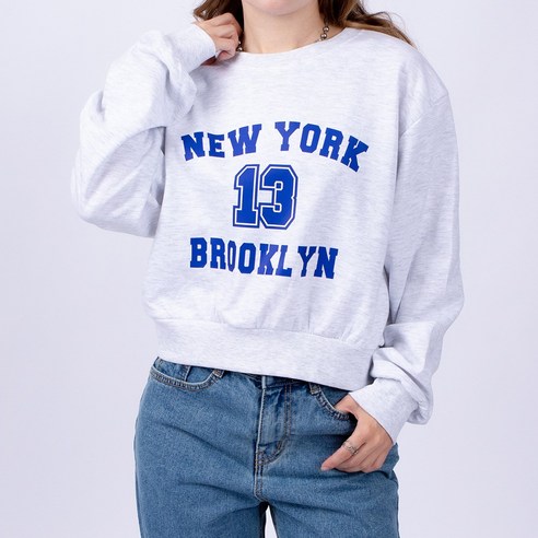 글래드블리스 여성 13뉴욕 크롭 맨투맨 티셔츠