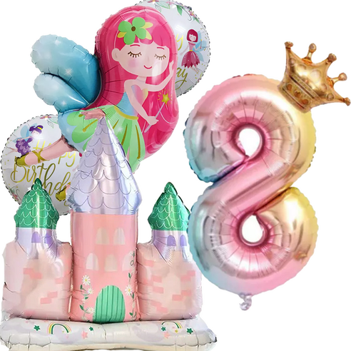 파파 파티 생일파티 숫자 풍선 세트, 1세트, 성 + 요정 8