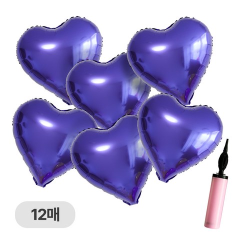 디어플레이스 하트 은박 풍선 세트 35cm, 갤럭시퍼플, 12매