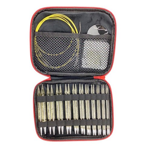 22 조각 보관 가방이있는 교체 가능한 뜨개질 바늘 세트 초보자를위한 3.5mm-10mm의 11 가지 크기 용 원형 뜨개질, 여러 가지 빛깔의, 플라스틱