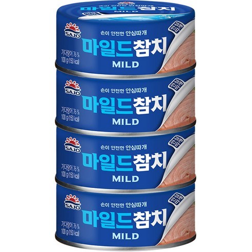 사조 마일드참치 안심따개, 100g, 4개