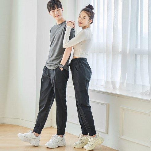 우일인견 남여 공용 시원한 인견 스판 밴딩 카고 조거 팬츠