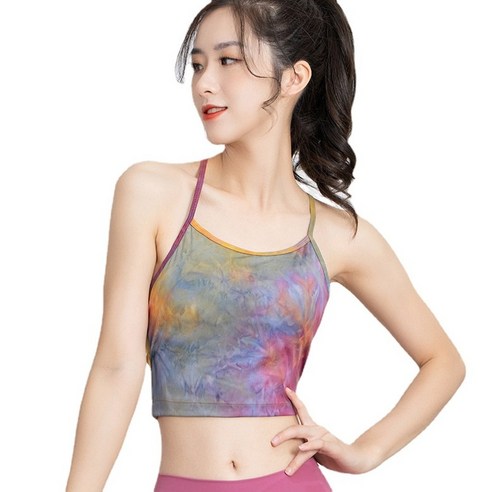 ANKRIC 스포츠 브라탑 수제 타이다이 얇은 벨트 아름다움 조끼 피트니스 브래지어 스포츠 속옷 여성 요가 착용