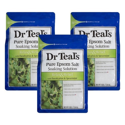 닥터틸즈 퓨어 엡솜 솔트 소킹 솔루션 1.36kg, 3개, Eucalyptus & Spearmint