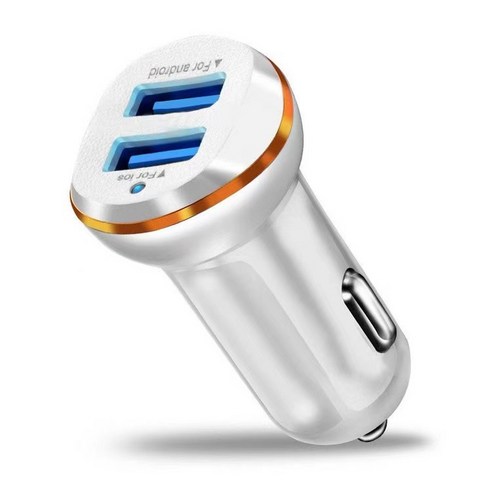 자동차 usb 충전기 담배 라이터 12-24v 자동차 3.1A 빠른 충전, 화이트 (가방)