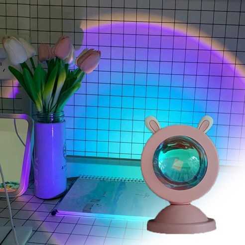 [XIG] LED 미니 일몰 프로젝션 램프 5V USB 분위기 밤 빛 배경 벽 장식 사진 빛 라이브 아름다움 Luzes 새로운, Rainbowrabbit2