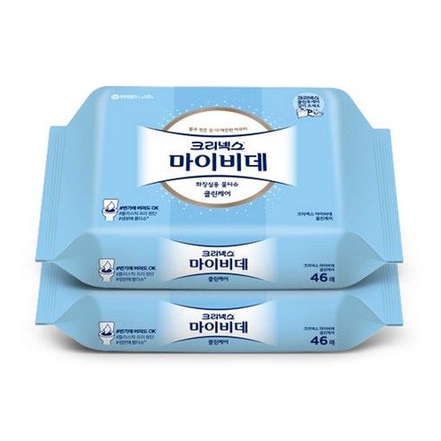 크리넥스 마이비데 물티슈 클린케어 리필 46매 x2팩, 단품, 단품