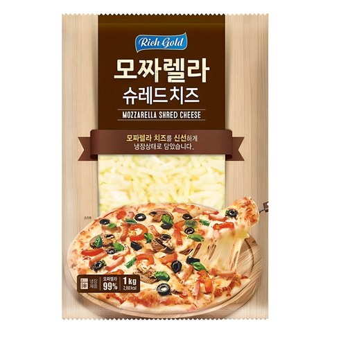 리치골드 모짜렐라 슈레드 피자치즈 1kg 냉장 자연치즈 [당일발송], 1kg, 1개