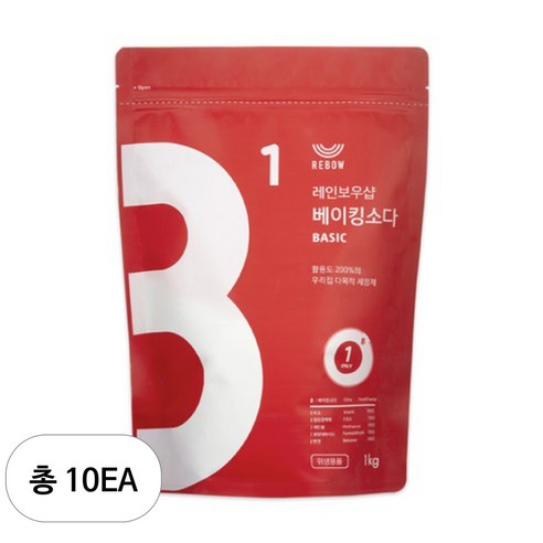 레인보우샵 베이킹소다 베이직, 1kg, 10개