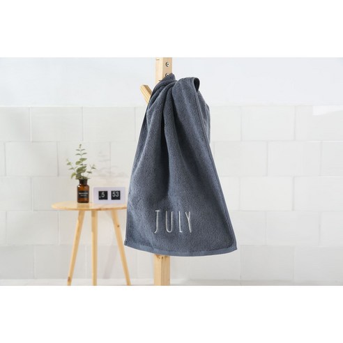 순면 목욕수건 자수 월 창의 대목욕수건박스 포장, 회색 줄리(7월), 75*35cm