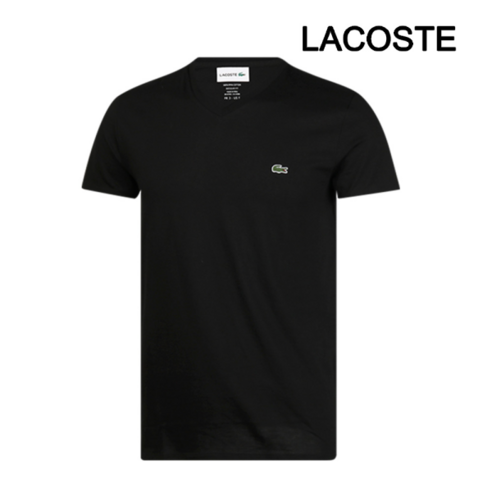 [라코스테] LACOSTE 남성 반팔티 브이넥 블랙 TH6710