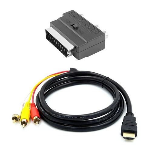 HDMI ~ 3RCA 케이블 SCART 헤드와 함께 1.5m Gold-Plated HDMI to AV 케이블 HDMI 3 색 케이블 오디오 케이블, 보여진 바와 같이, 하나