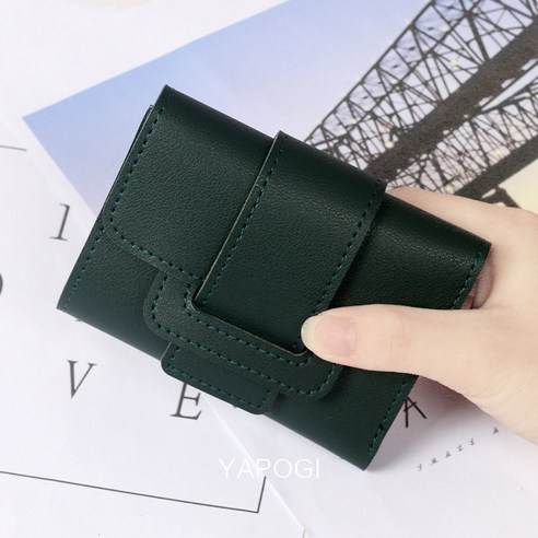 YAPOGI 새로운 한국어 스타일 단색 리본 30% 여성용 지갑 동전 지갑 클러치 짧은 지갑 지갑 YAPOGI