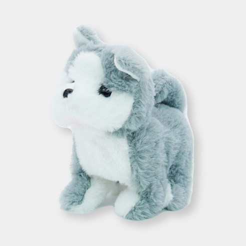 움직이는 강아지 토끼 고양이 인형 9종 리트리버 허스키 동물인형, 19cm, 허스키 그레이, 1개
