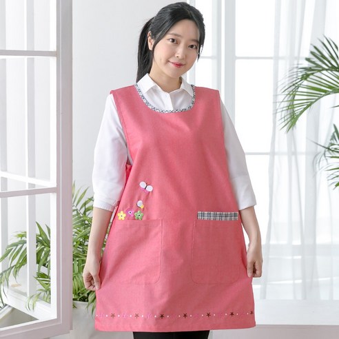 3초쿨 북유럽 원피스 앞치마 코튼재질 카페 공방 앞치마, 그레이, 1개 데코원피스 12 데코에버 꽃과나비 원피스앞치마 요양보호사 앞치마, 핑크(기본M사이즈), 1개