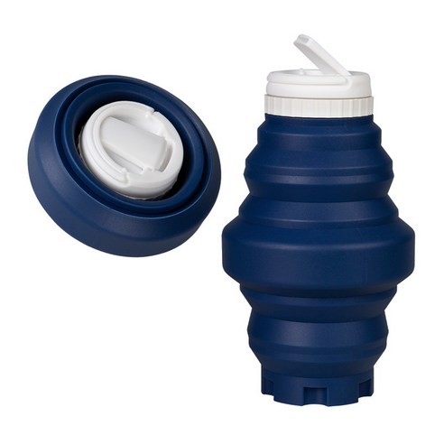 WellUnite 여행용 실리콘 물컵 아웃도어 스포츠 접이식 주전자 휴대용 압축 500ml, 550ml, 파란색, 1개