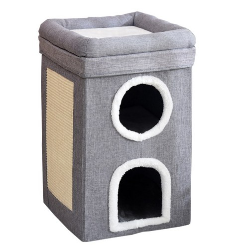 펫로지 고양이 집 3단 방석 스크래쳐 숨숨집은 아늑한 실내용 반려동물용 집입니다.