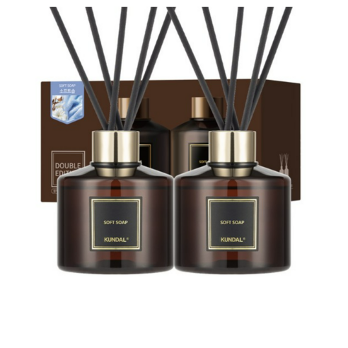 쿤달 퍼퓸 디퓨저 200ml 3개 + 섬유스틱 15개 세트, 클린솝향