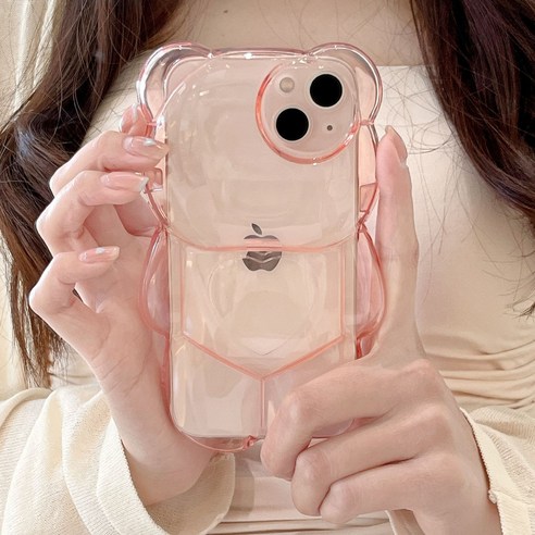 귀여운 아이폰 케이스  동글베어 아이폰 케이스11 12 13프로 세트 반투명 젤리 실리콘 max 맥스