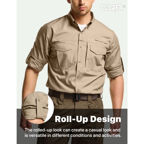 편안하고 스타일리시한 CQR 포켓 긴팔 아웃도어 캠핑 셔츠