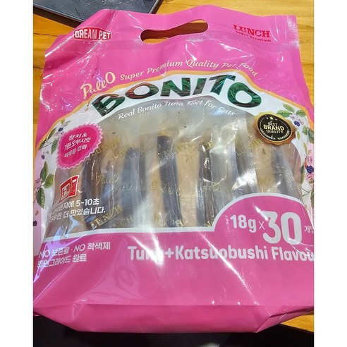 런치보니또 닭가슴살 통살 가쯔오부시 참치 치킨30개, 30개, 18g, 참치+가쓰오부시