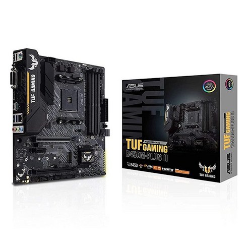 [미국직배송] ASUS TUF 게이밍 B450M-플러스 II AMD AM4 라이젠 5000 3세대 microATX 마더보드 DDR4 4400오버클럭 USB 3.2 Gen 2 Typ, [미국직배송] B450M-PLUS II