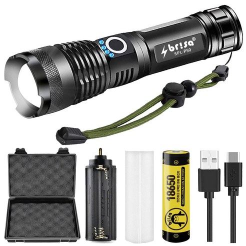 브리사 LED 후레쉬 P50 + 18650배터리 세트, 1set
