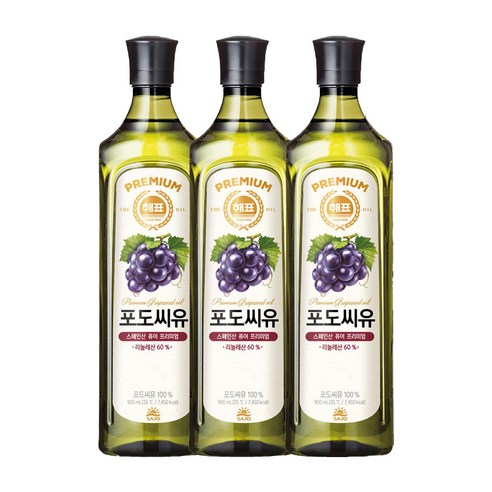 해표 포도씨유, 900ml, 3개