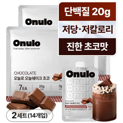 오늘로 오늘쉐이크 식사대용 단백질 쉐이크 초코맛, 40g, 14개