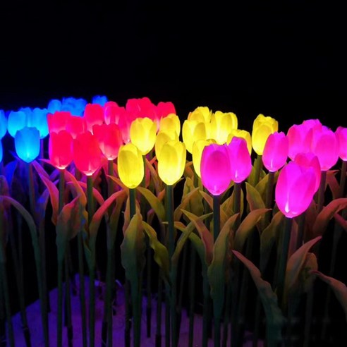 신성나라 태양광 정원등 태양열 조명 LED 조화 꽃조명 꽃등 야외등 잔디등 튤립 정원등 (2개), 핑크(2개)