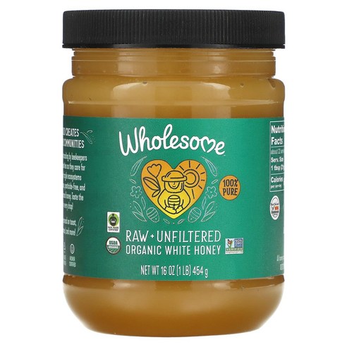 홀섬 스위트너 Wholesome Sweeteners 오가닉 화이트 허니 무가공 + 비여과 454g(16oz), 1개