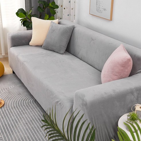 벨벳 플러시 L 모양의 소파 커버 거실 탄성 가구 소파 Slipcover Chaise Longue 코너 소파 커버 스트레치, 1pc 90-140cm, 08