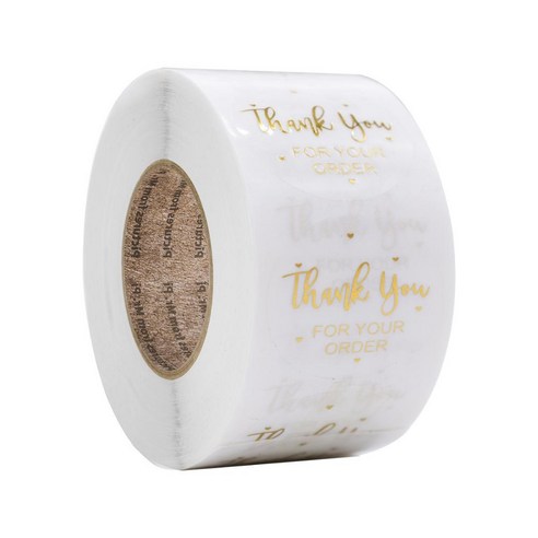 위시스튜디오 땡큐 롤스티커 투명골드 2.5cm 500pcs, 1개
