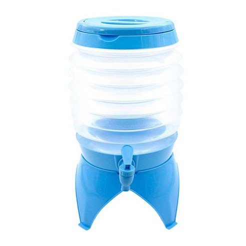 접을 수있는 물 컨테이너 5.5L 캠핑 하이킹 여행 캐리어 탭, 플라스틱, 블루