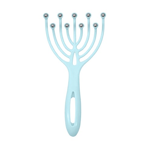 두피 케어 구슬 마사지 머리빗 자석 구슬 헤드 괄사 지압기, 블루, 1개
