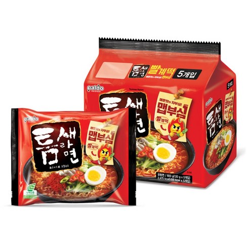 팔도 틈새라면 빨계떡 120g, 5개