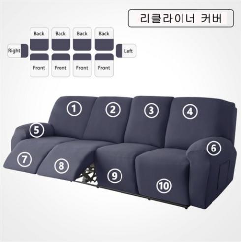 FORCHEER 시바스 리클라이너 커버 1인용 2인용 3인용 4인용 소파 리폼 덮개, 네이비블루