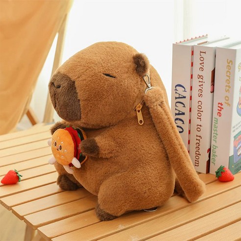토이즈데이 카피바라 인형 캐릭터 백팩 가방 선물, 1개, 버거바라, 30cm