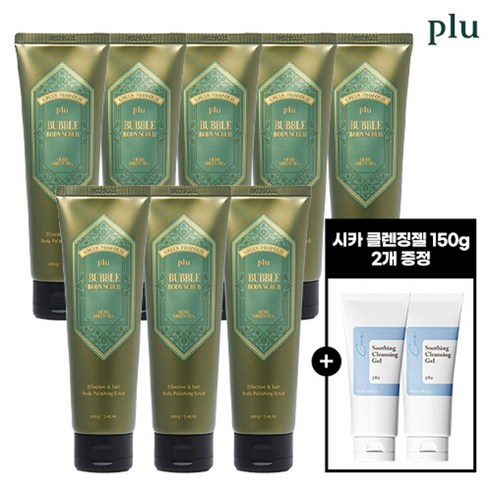 [KT알파쇼핑]플루 버블 바디스크럽 허브그린티 200gx8개+시카클렌징젤x2, 8개