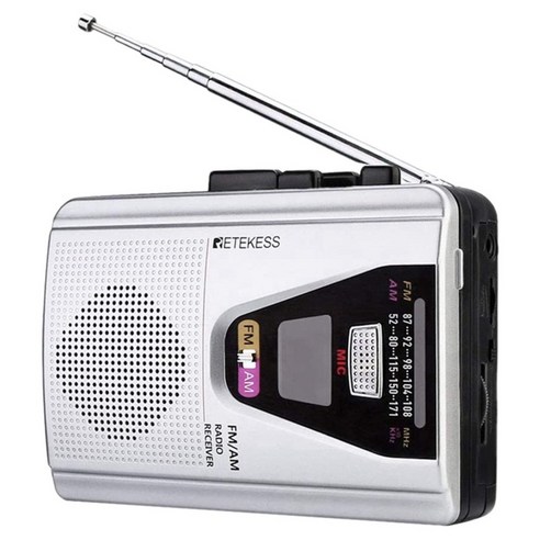 AFBEST Retekess TR620 FM AM 휴대용 라디오(카세트 재생 음성 녹음기 및 테이프 루프 모드 스위치 포함), 은