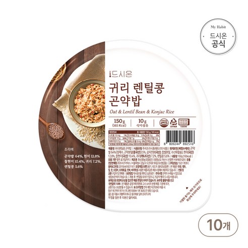 드시온 귀리렌틸콩 곤약밥, 150g, 8개