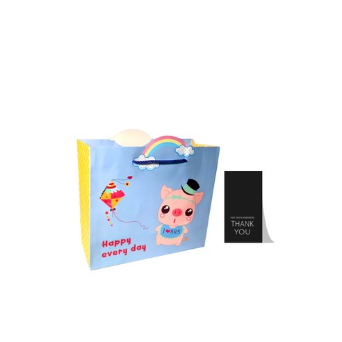 27리빙 선물 쇼핑백 10p+감사 스티커 10p, 소, 09 동물친구들 아기돼지