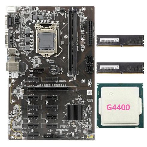 BTC-B250 광업 마더 보드는 12 GPU LGA1151 + G4400 CPU + 2xDDR4 8G 2133MHz RAM을 지원합니다., 보여진 바와 같이, 하나